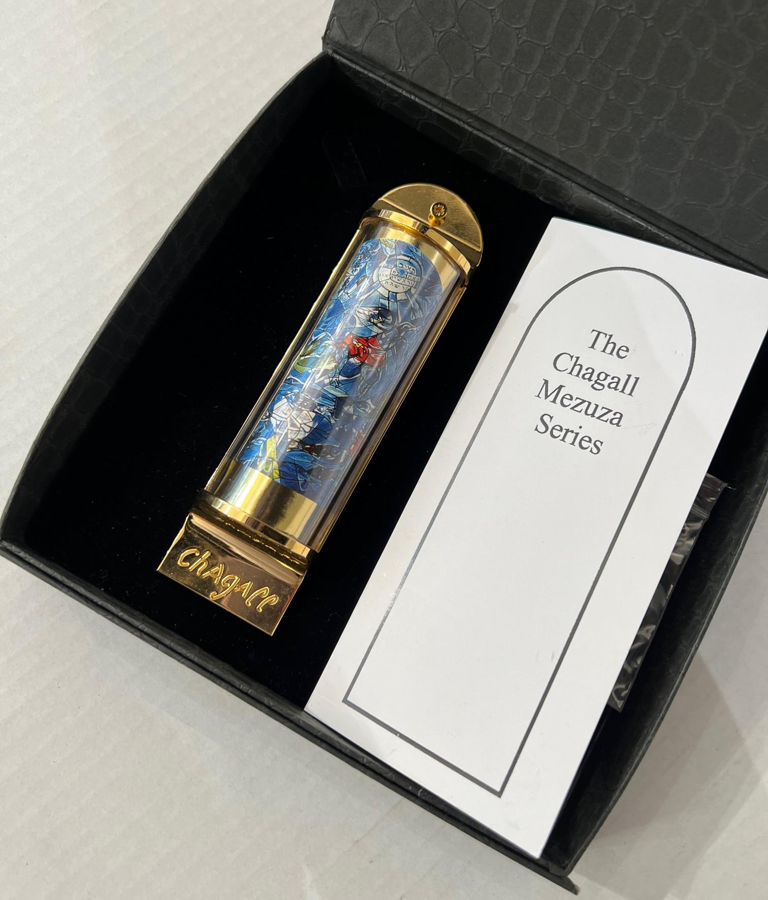 Limited Edition Marc Chagall - Mezuzah Silkscreen On 24K Gold Plated 12 Tribes  - This one is Reuven.
Work includes original box and certificate. parchment not included