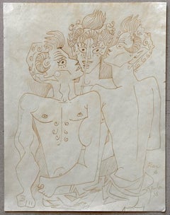 Trois Faunes, 1938 inchiostro su carta bellissimo disegno