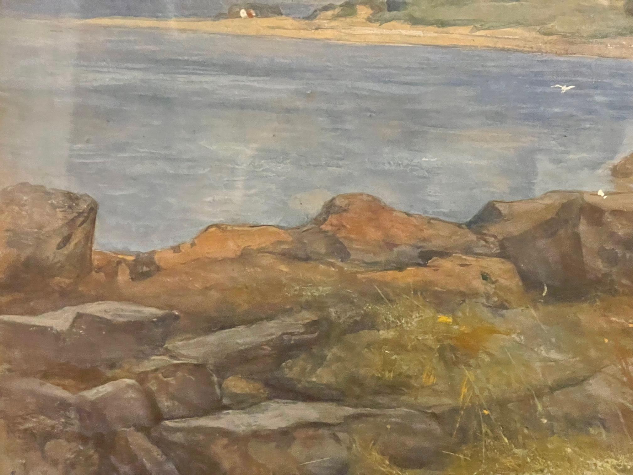 The Hounds Point, Dalmeny Shore - Impressionist Art by James Kinnear