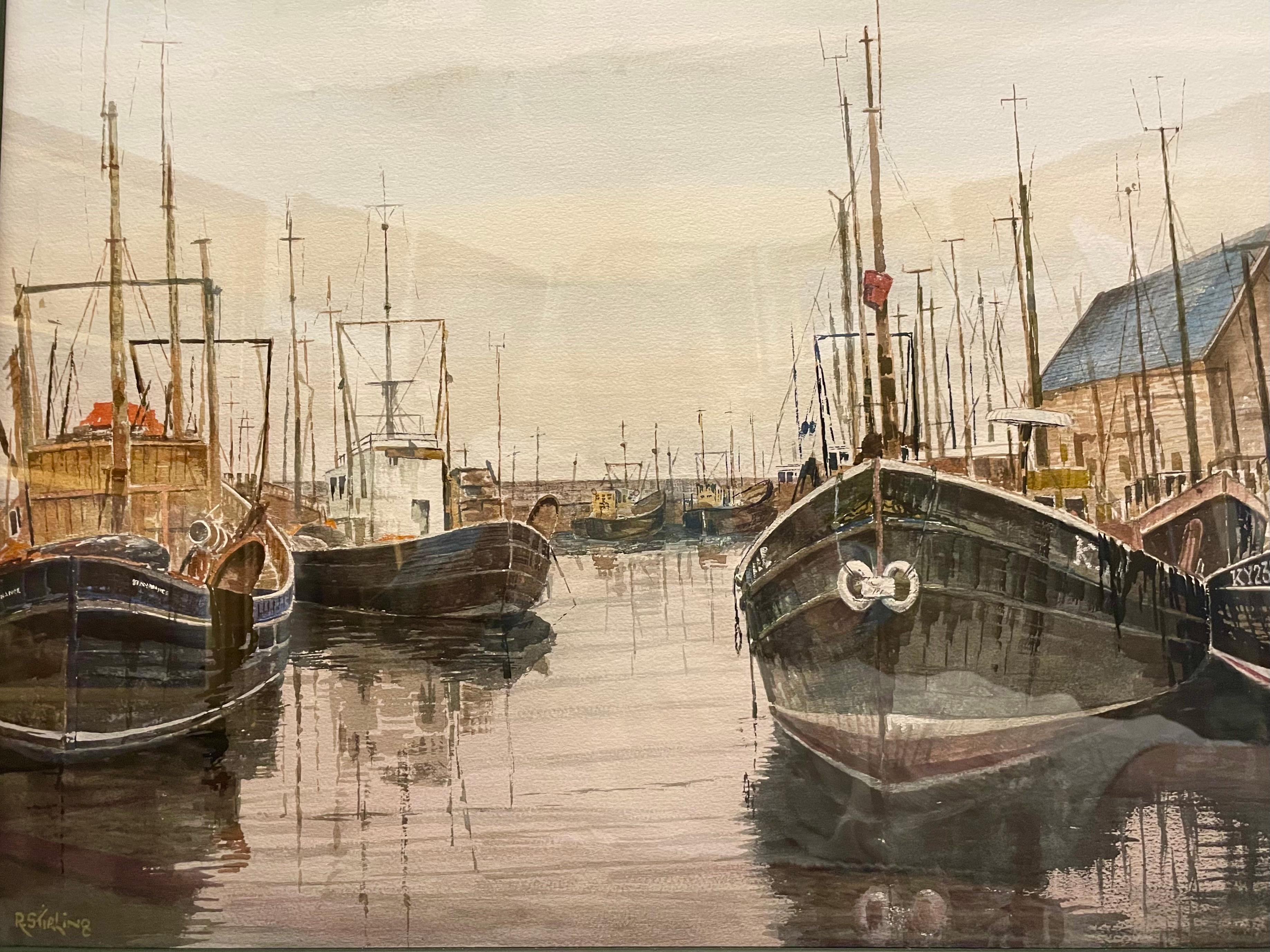 'Pittenweem Harbor' Scotland by R. Stirling - Art by Unknown