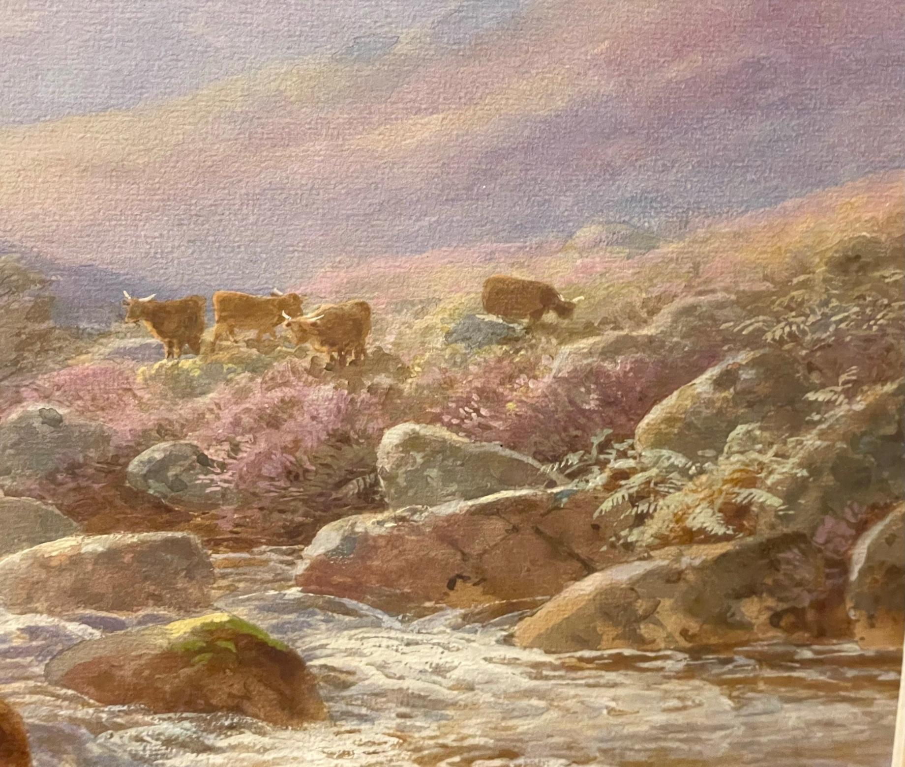 Highland Cattle Beside Stream For Sale 2