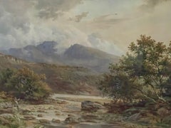 The Angler on River, Scottish Landscape 19th Century