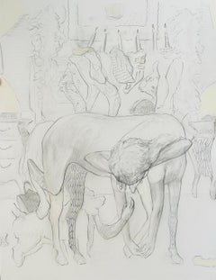 "Sueño con un centauro amarillo", centuar, surrealist drawing, figurative