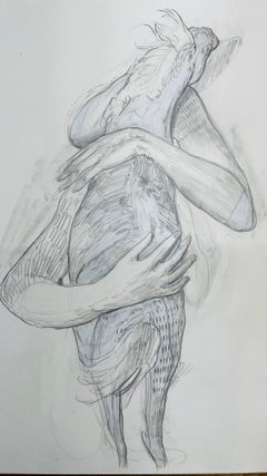 "El abrazo" contemporary drawing figurative horse hug