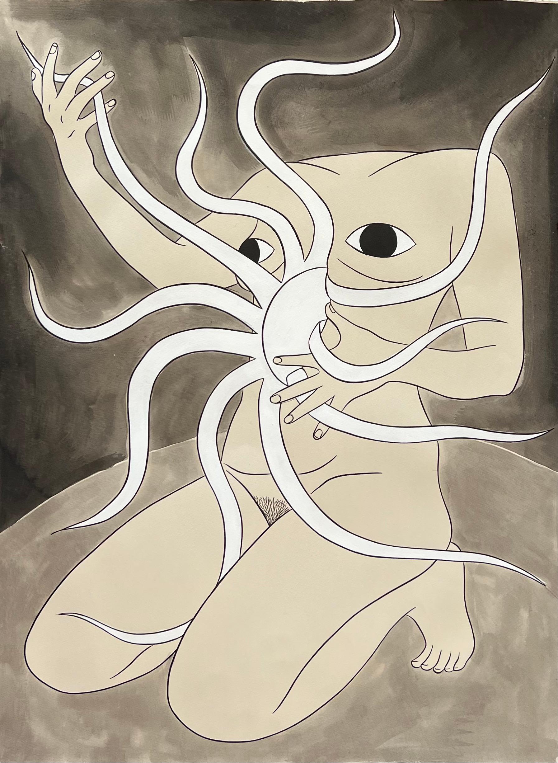 Figurative Art de María Conejo - "Estudio para Sentimiento interior II" boceto, luz, colores neutros