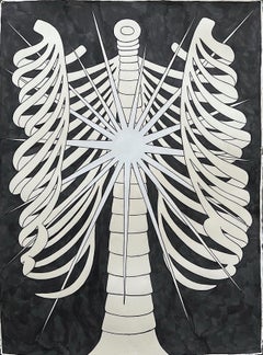 "Tórax" (estudio para Una emoción en el pecho) blanco y negro, anatómico, luz