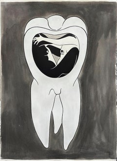"Muela (estudio para Un dolor de muelas)" blanco y negro, boceto, anatómico