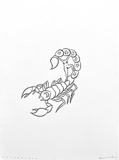 Scorpius, Tinte auf Papier, 40 x 30 cm, Feministisch, Zodiac-Serie, 2024.