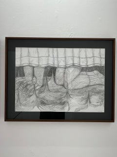 Una cortina Dibujo surrealista en grafito, Enmarcado, Siglo XXI, 60x70 cm