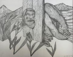 Amor y Tulipanes Dibujo en grafito, Expresionista Abstracto, Siglo XXI