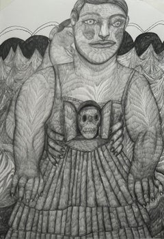 Un regalo, grafite, grafite, 72 x 60 cm, disegno surrealista, 2025