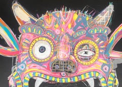 Diablito rosa, Acrilico su carta, 50x80cm, Disegno d'arte popolare, 2026