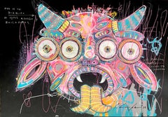 Occhi che ridono, Acrilico su carta, 50x80cm, Disegno d'arte popolare, 2026