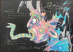 A casa ovunque, Acrilico su carta, 50x80cm, Disegno d'arte popolare, 2026