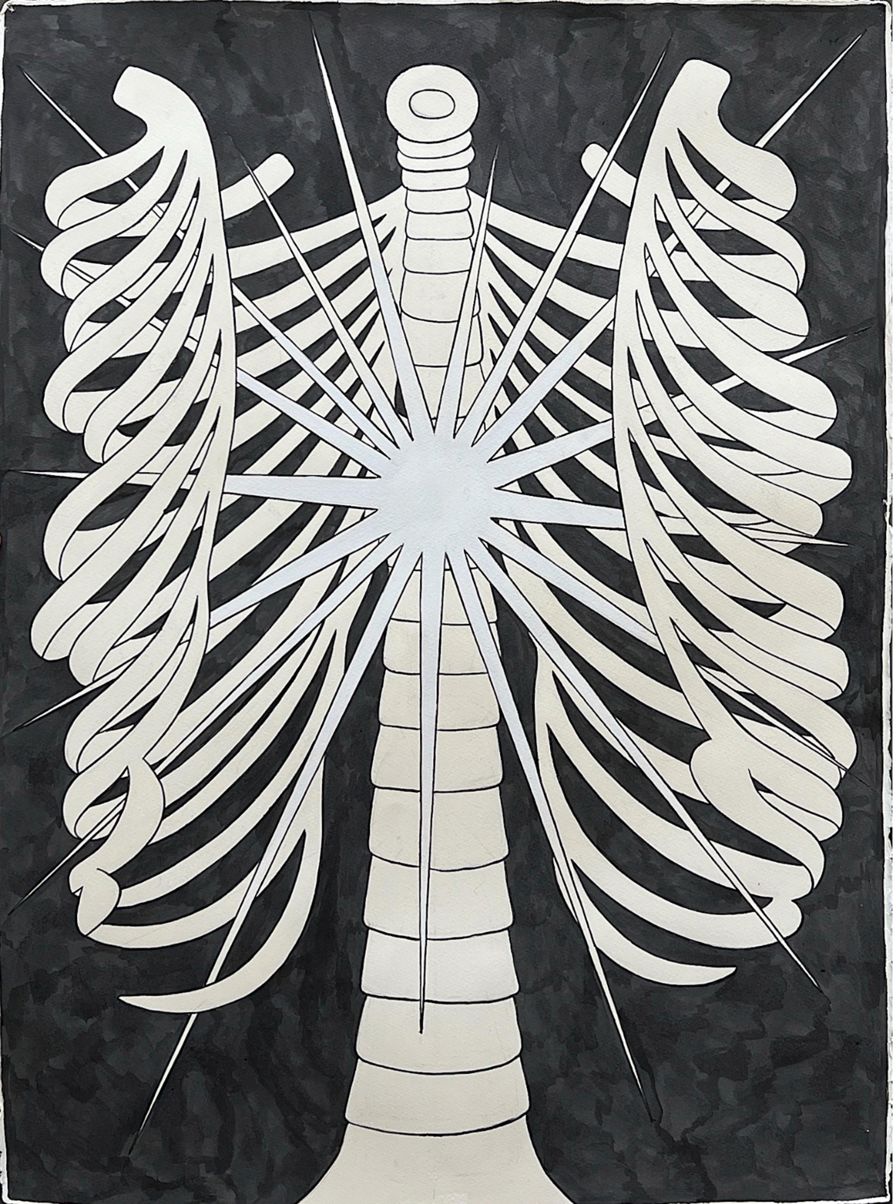 Tórax (estudio para una emoción en el pecho), Tinta china, 76x56cm, Anatómica, 2024