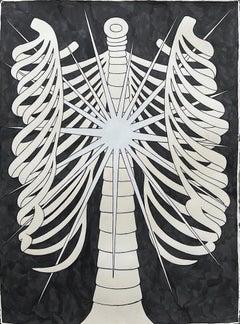 Tórax (Studie für ein Gefühl in der Brust), Tusche, 76x56cm, Anatomie, 2024