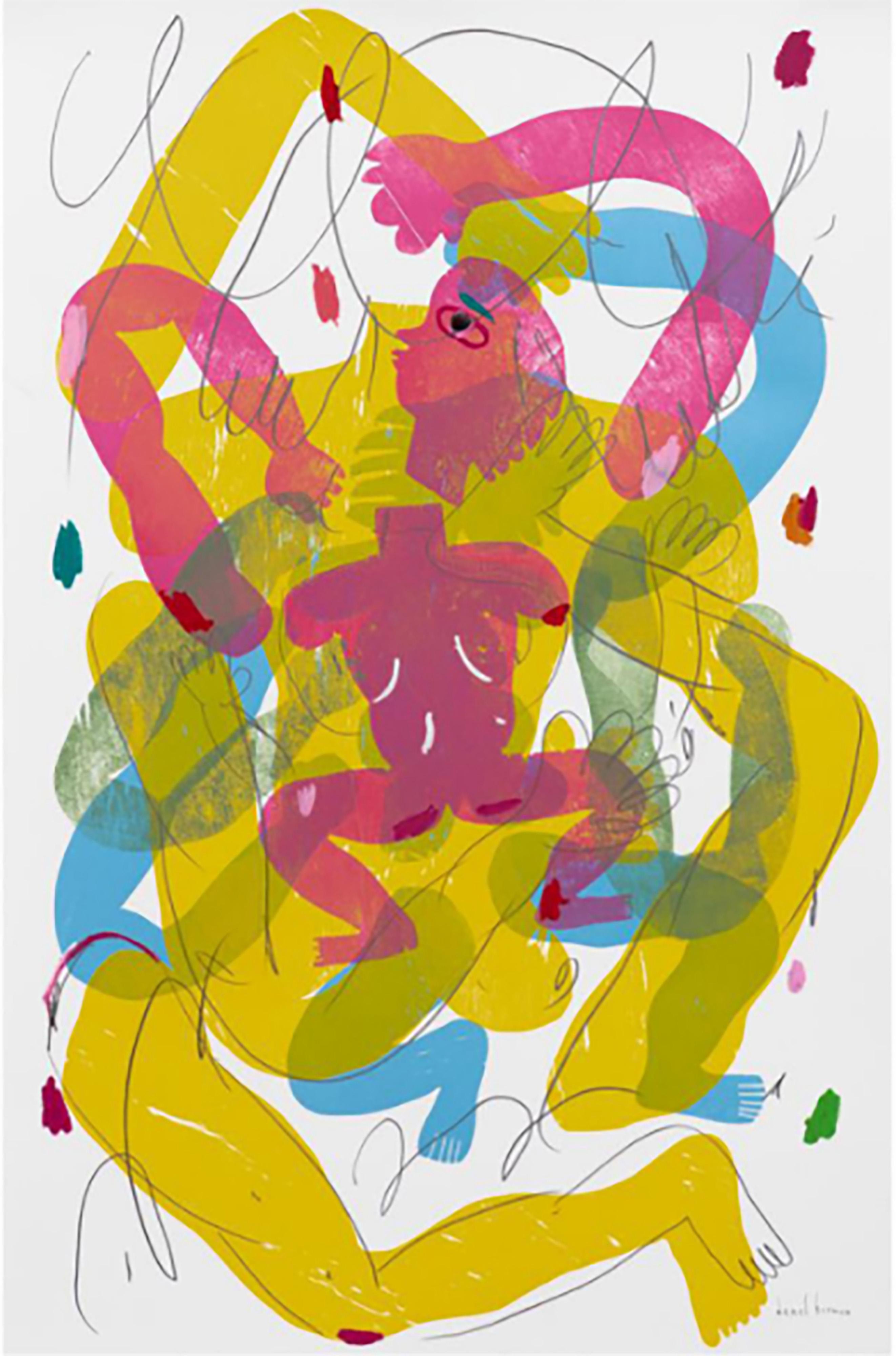 V10: Variations on a Body Series, Oil Pastel, 89x58cm, Figurative Abstraction