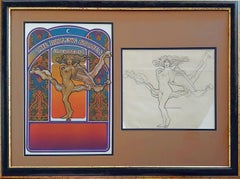 Rolling Stones original 1969 Naked Lady drawing from the Concert tour Poster