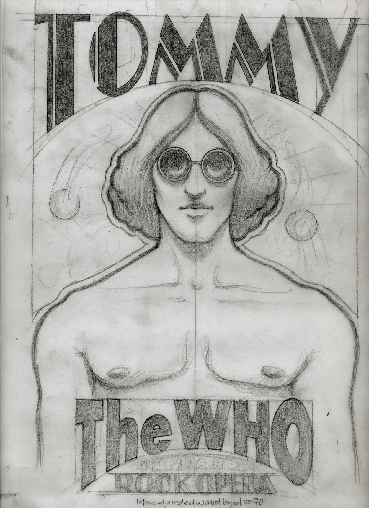 Figurative Art di David Edward Byrd  - Il disegno concettuale originale di TOMMY dell'OMS del 1970