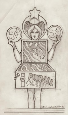 Used "The Pinball Lady" 1970 original drawing The Who Tommy poster art