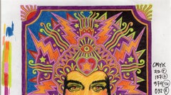 "Jimi Hendrix original Color Pencil sketch" Fillmore East the very first version