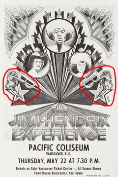 Jimi Hendrix 1969 original vintage art U.S. Tour Moon Maidens
