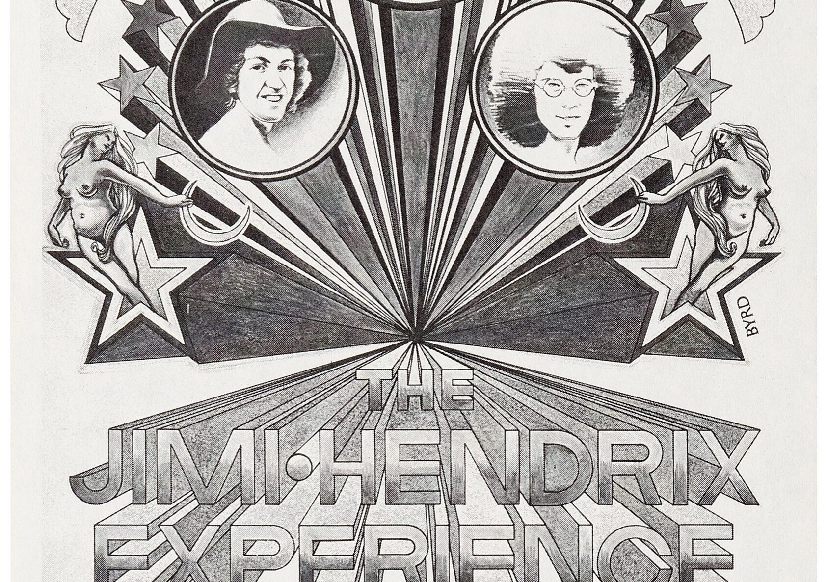 Jimi Hendrix 1969 original vintage art U.S. Tour Moon Maidens  For Sale 4