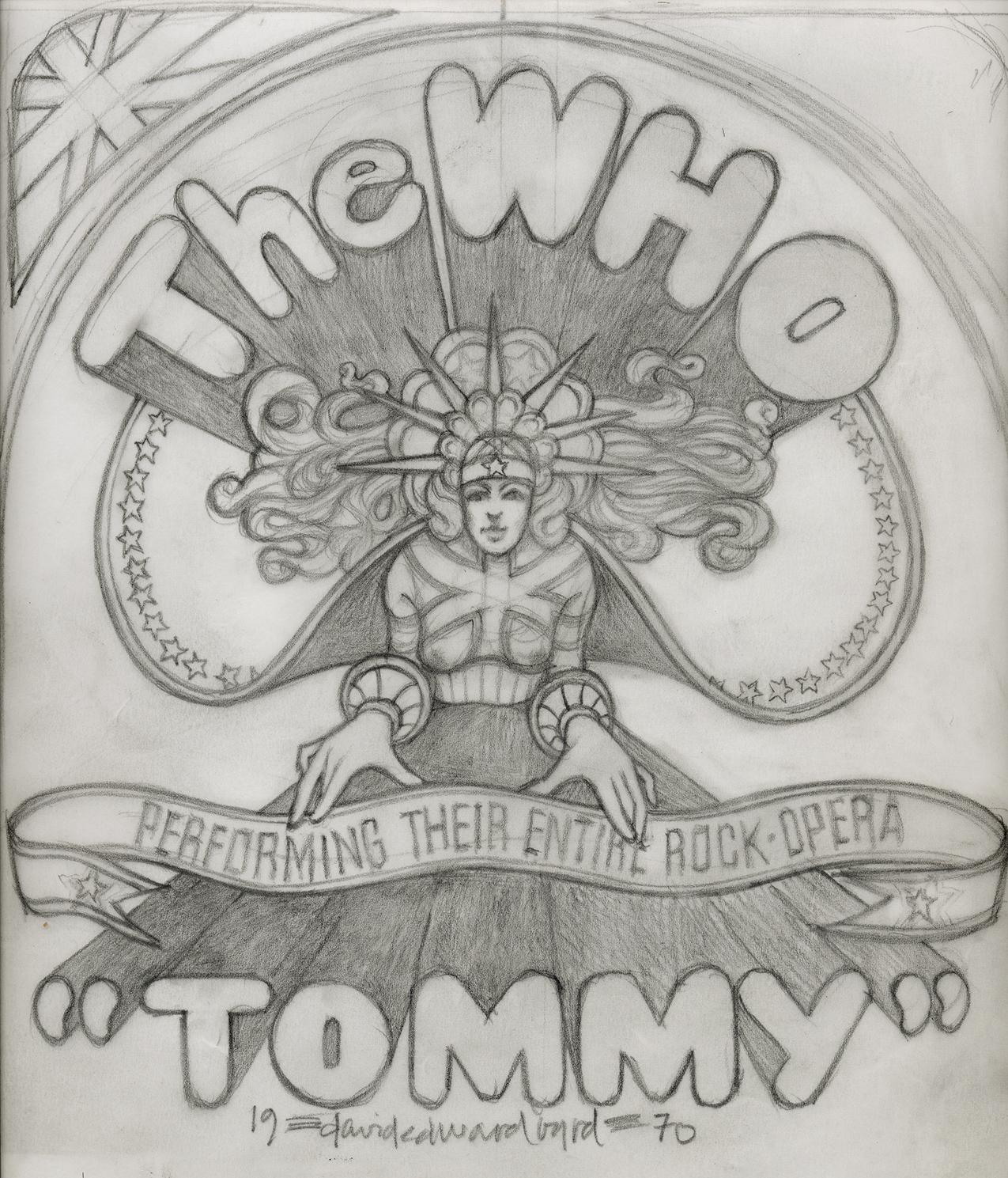 Original The WHO, dessin de Tommy Fillmore East, 1970  pour leur affiche Tommy - Art de David Edward Byrd 