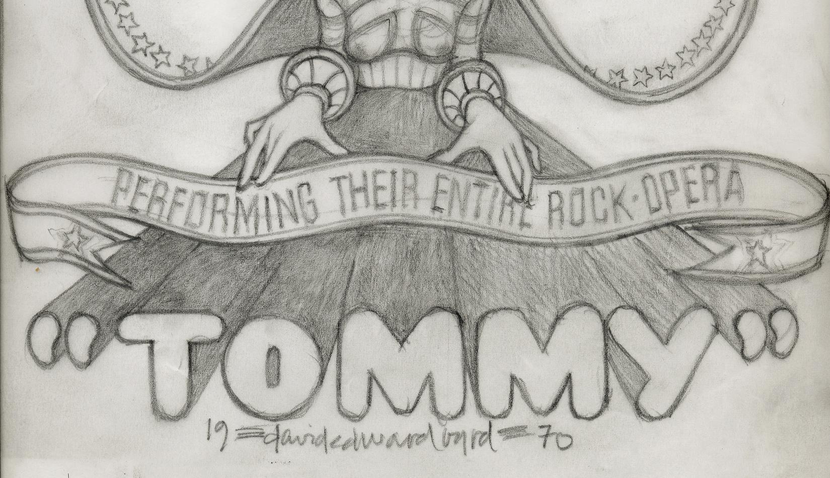 Original The WHO, dessin de Tommy Fillmore East, 1970  pour leur affiche Tommy - Art déco Art par David Edward Byrd 