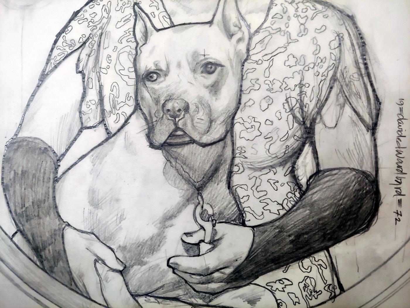 « Billy Holiday and her dog Mister » Blues 1972 original - Art déco Art par David Edward Byrd 