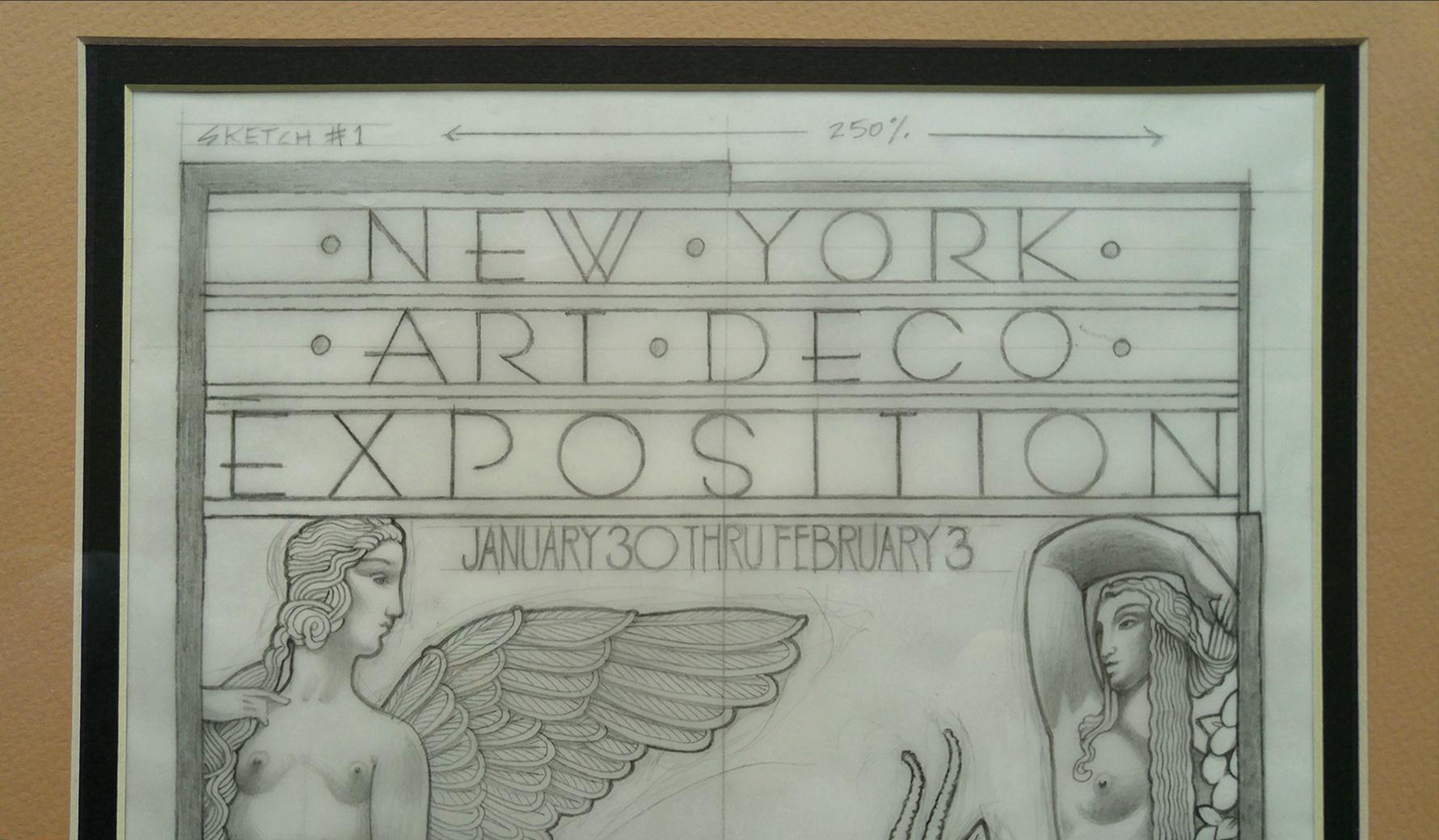 Radio City original 1973 Art Deco Exposition, original Pencil drawing on Vellum For Sale 1