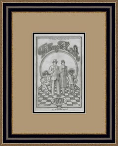 Original 1971 Fillmore East Art program cover pencil drawing Rock and Roll