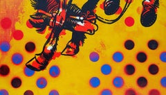 ""Amarillo Red" Cowboy Pop Art, Öl und Sprühfarbe auf Leinwand, Western Art