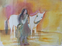 Expressionist Figurative water color painting- Series The Horse Whisper No.2-25 