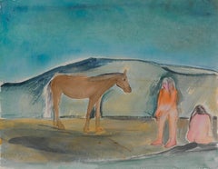 Expressionist Figurative water color painting- Series The Horse Whisper No.2-24 