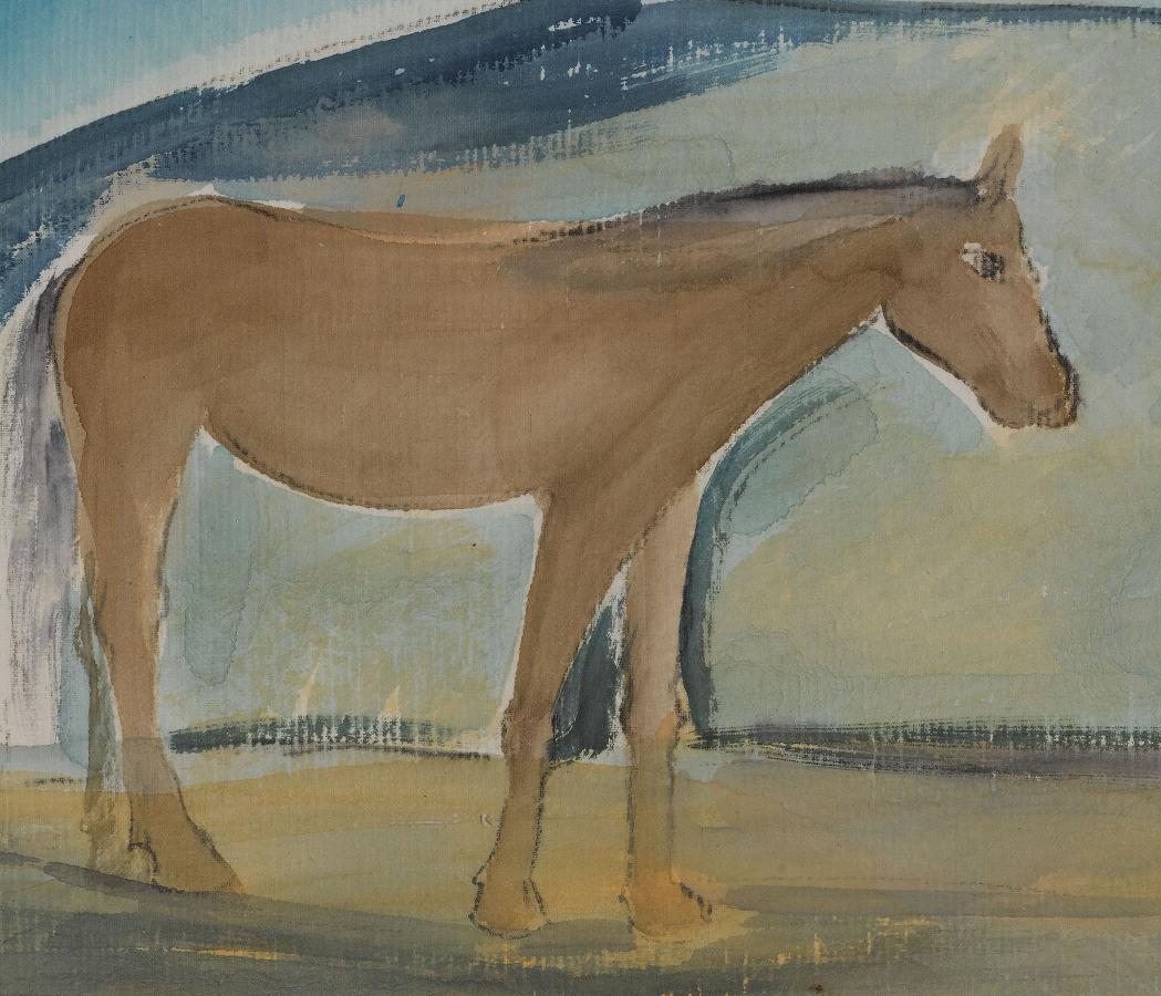 Expressionist Figurative water color painting- Series The Horse Whisper No.2-24  - Painting by Zhang Chunyang