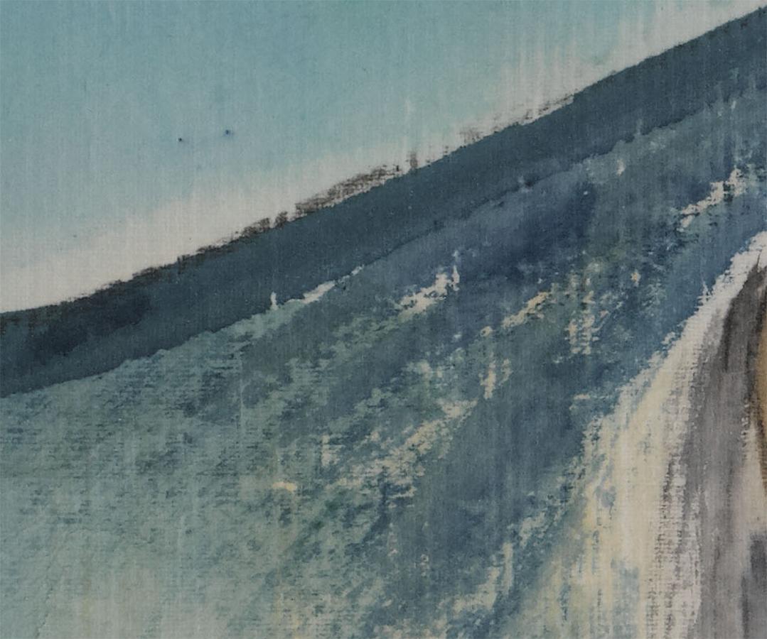 Peinture à l'aquarelle figurative expressionniste - Série The Horse Whisper n°2-24 - Gris Figurative Painting par Zhang Chunyang