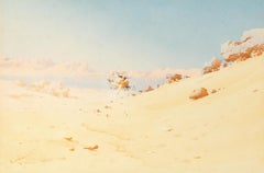 AN EXTENSIVE DESERT LANDSCAPE WITH A WARRIOR ON CAMELBACK