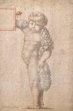 A GARLANDED PUTTO HOLDING A CARTOUCHE (After Raphael’s The Prophet Isaiah)