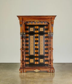 A Levantine Style Simulated Bone and Shell Inlaid Armoire