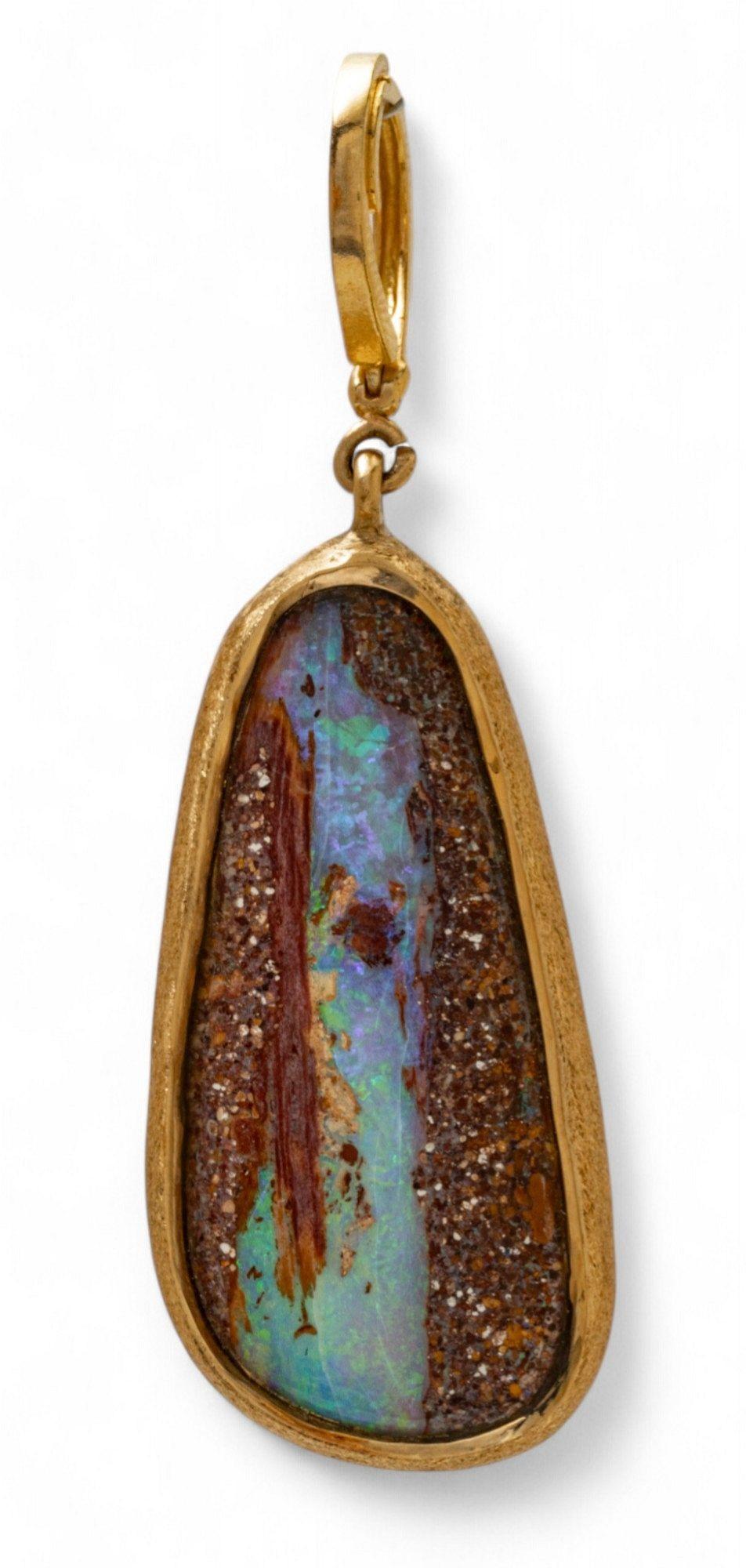 14K Gold And Opal Teardrop Pendant - Art by Trisco