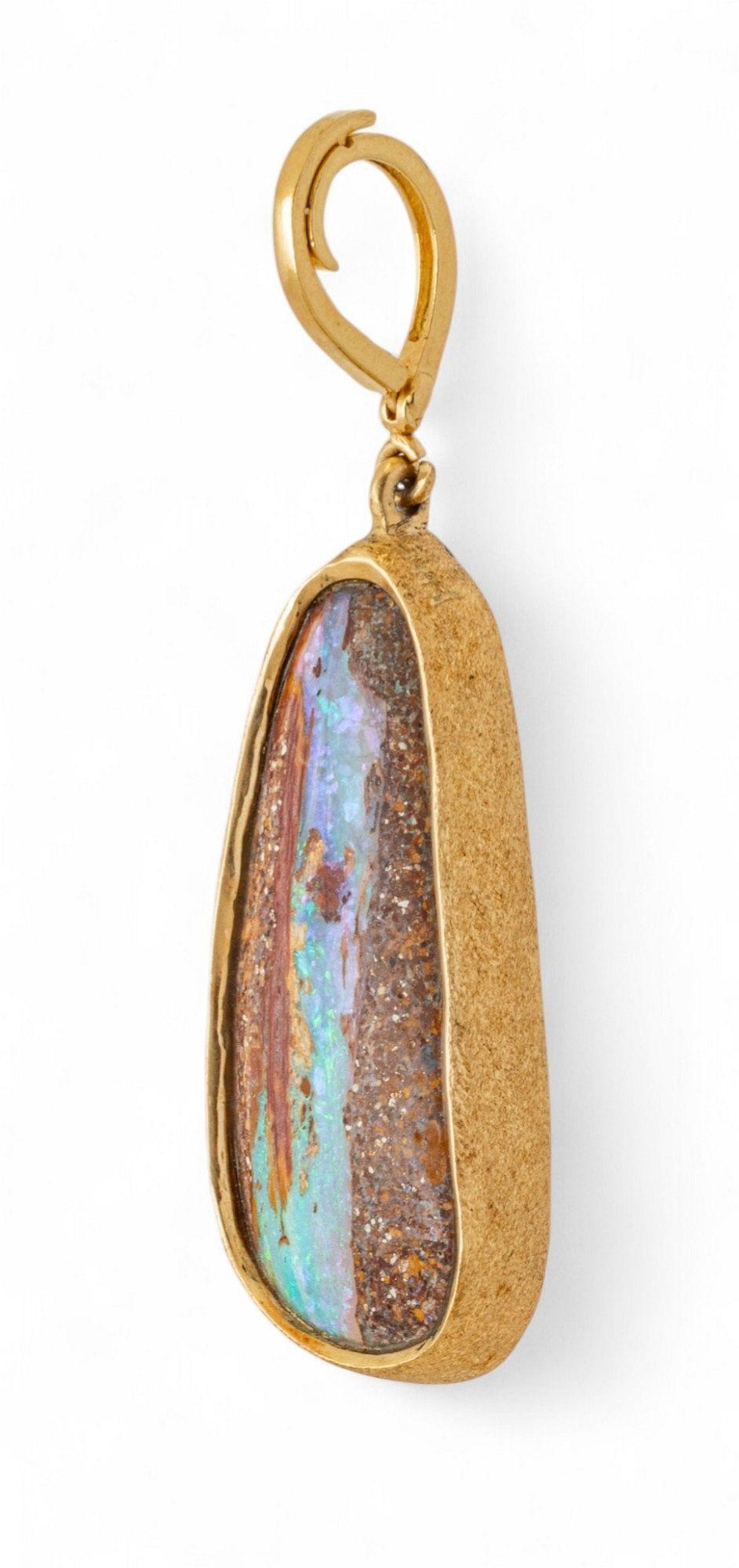 14K Gold And Opal Teardrop Pendant For Sale 4