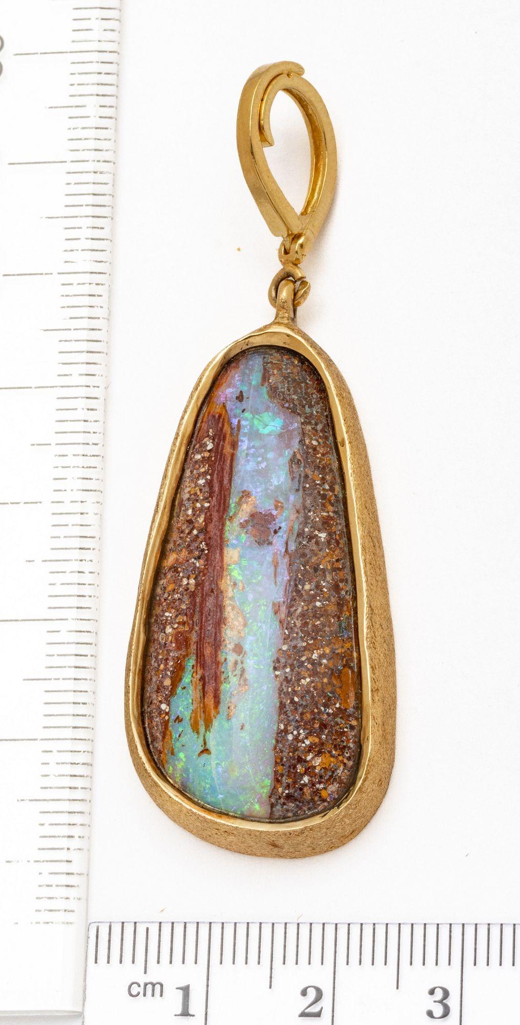 14K Gold And Opal Teardrop Pendant For Sale 5