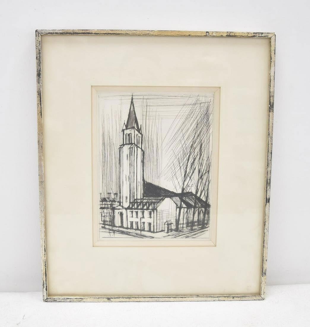 Bernard Buffet Landscape Art - Dry Point Etching