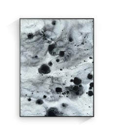 Paesaggio espressionista totalmente nero su carta, 30 x 40 cm, Pittura.