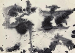 Inchiostro su carta riciclata, espressionismo astratto e poetico, nero su bianco