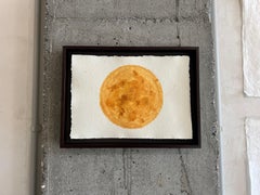 Original work made with natural materials and hammer on paper, yellow bread