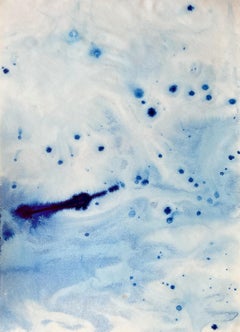 Mediterranean Blue Sea Waves, Handmade painting ink, Calming Ripples, Limited