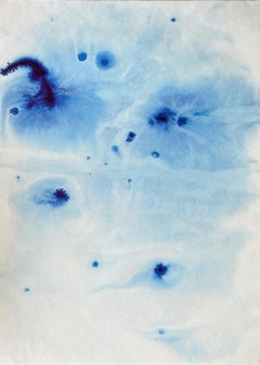 Monotype of Abstract Rounded Type, Modern Shapes and Layers, Blue Tones
