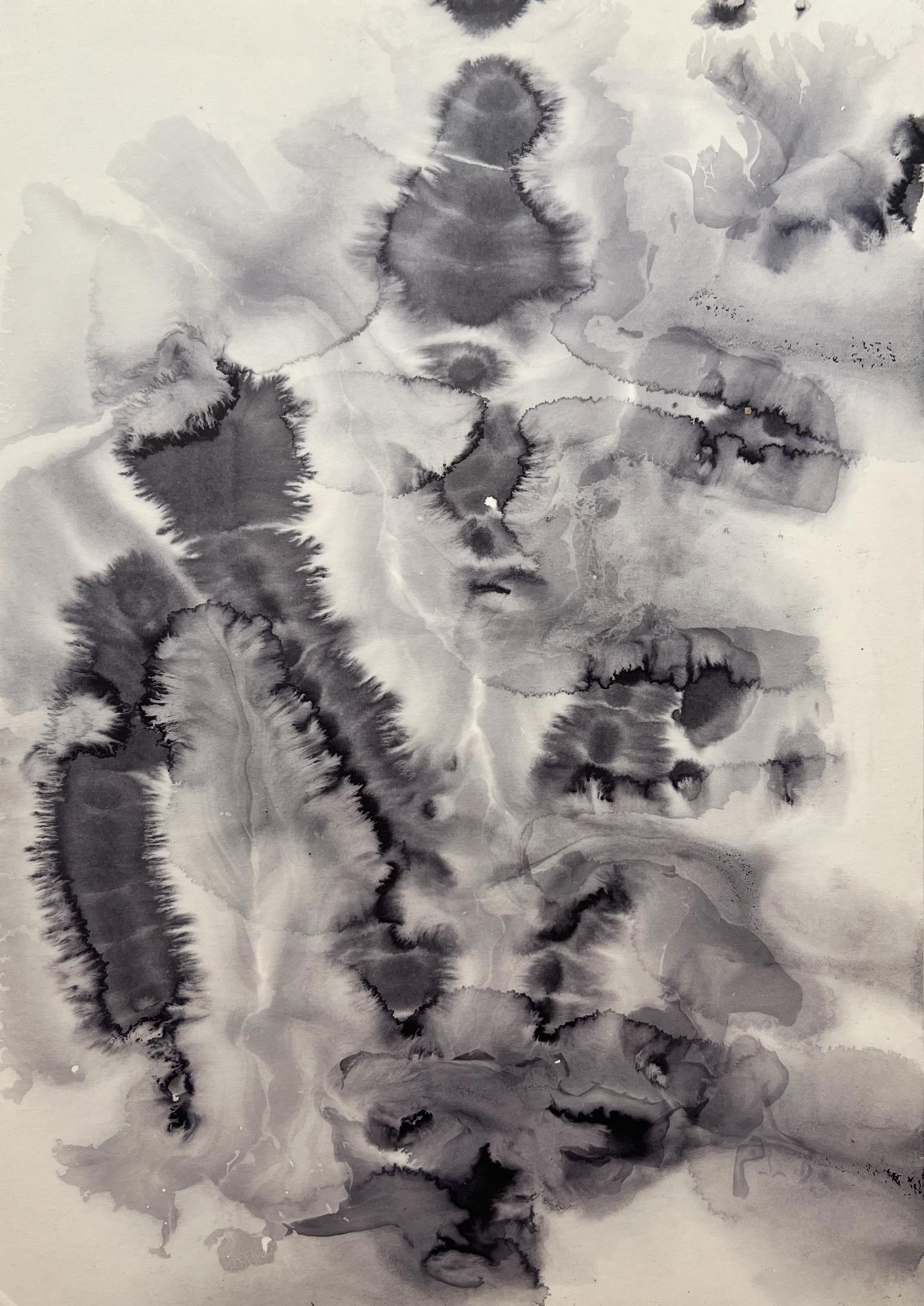 TUSET Landscape Painting - Original ink on Paper, Contemporary Abstract Expressionist 